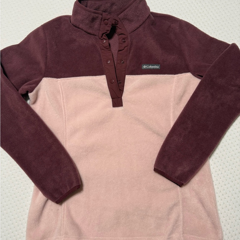 Columbia Burgundy and Pink Fleece Pullover